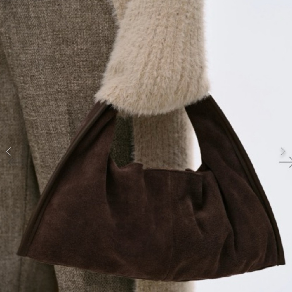 Source Unknown Dark Brown Suede Shoulder Bag